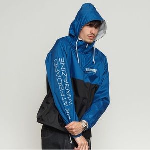 Thrasher windbreaker hoodie jacket raincoat black blue thrasher magazine
